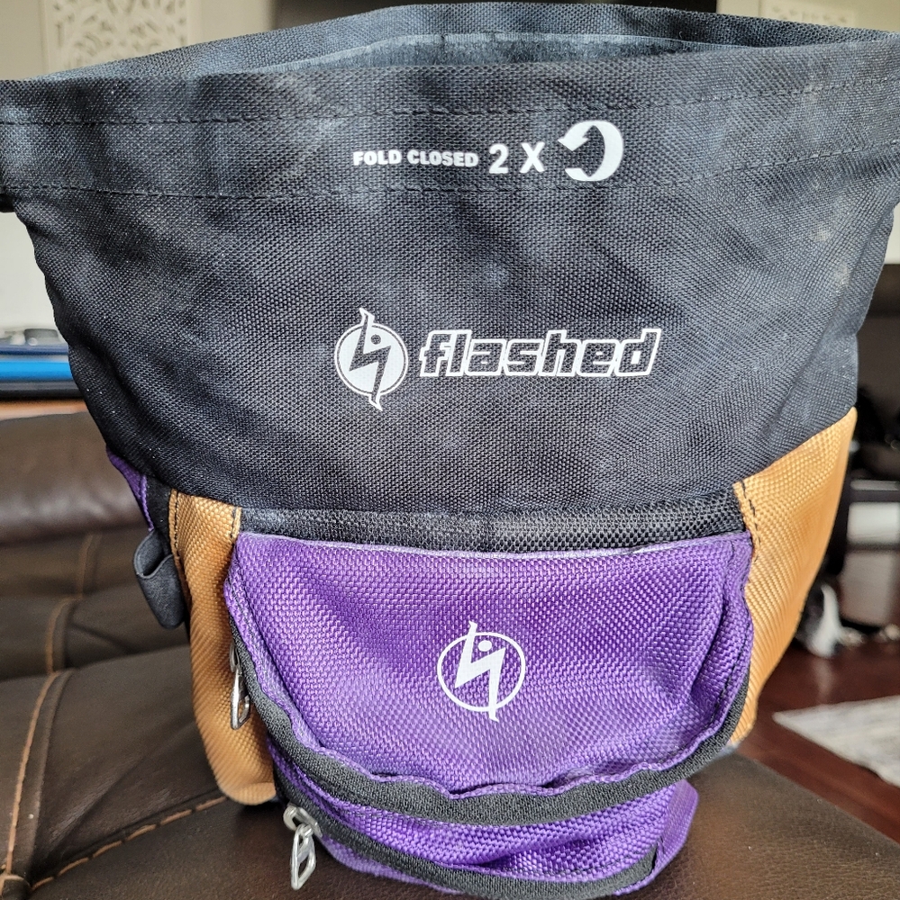 Flashed chalk bag with chalk